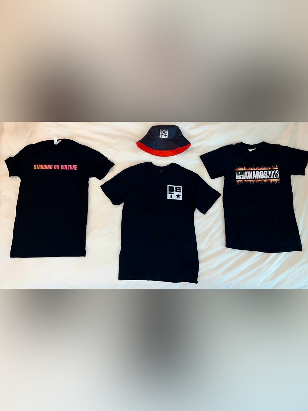 3 BET AWARDS Black T-shirts “Culture’s Biggest Night” + reverse bucket hat🔥🖤🏆🎬